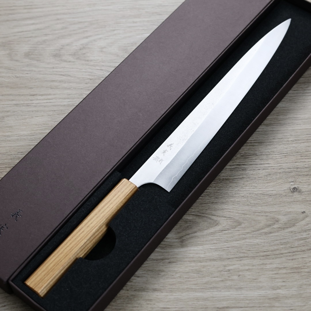 加藤義實 筋引 270mm 銀三鋼 鍛造/梨地 櫸木柄