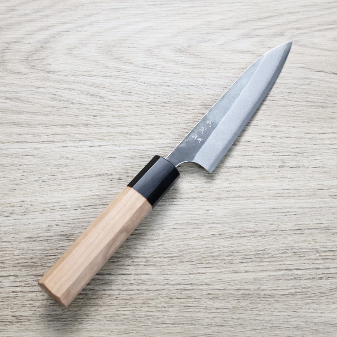 加藤義實 蔬果刀 120mm 青紙超級鋼 櫻桃木柄