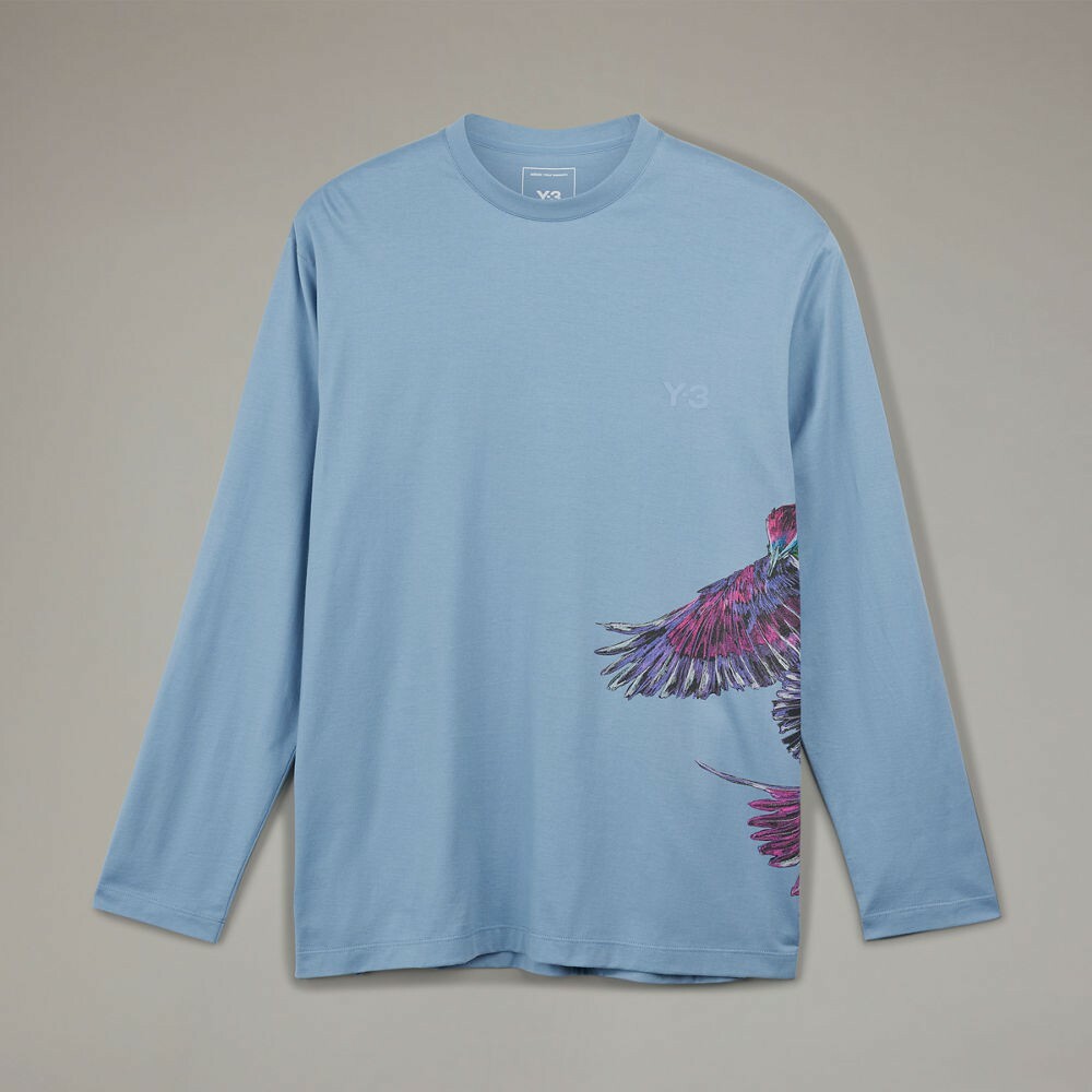 【 Y-3 U GF LS TEE 赤鳥圖案長袖TEE - 藍 】