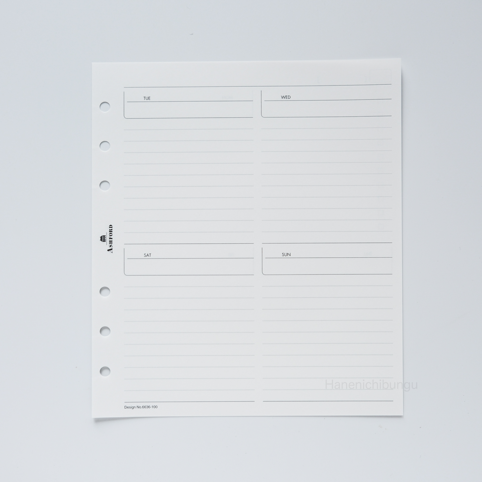 HBWA5／一週兩頁：8分格橫線式－無日期