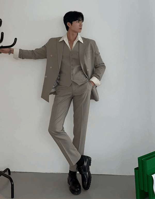 Mate Duo雙排扣劍領西裝外套 修身西裝褲