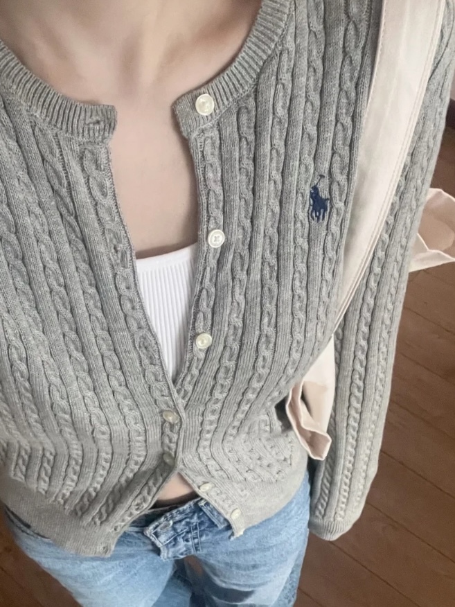 Polo Ralph Lauren 童裝針織外套冷衫小馬刺繡絞花式長袖毛衣