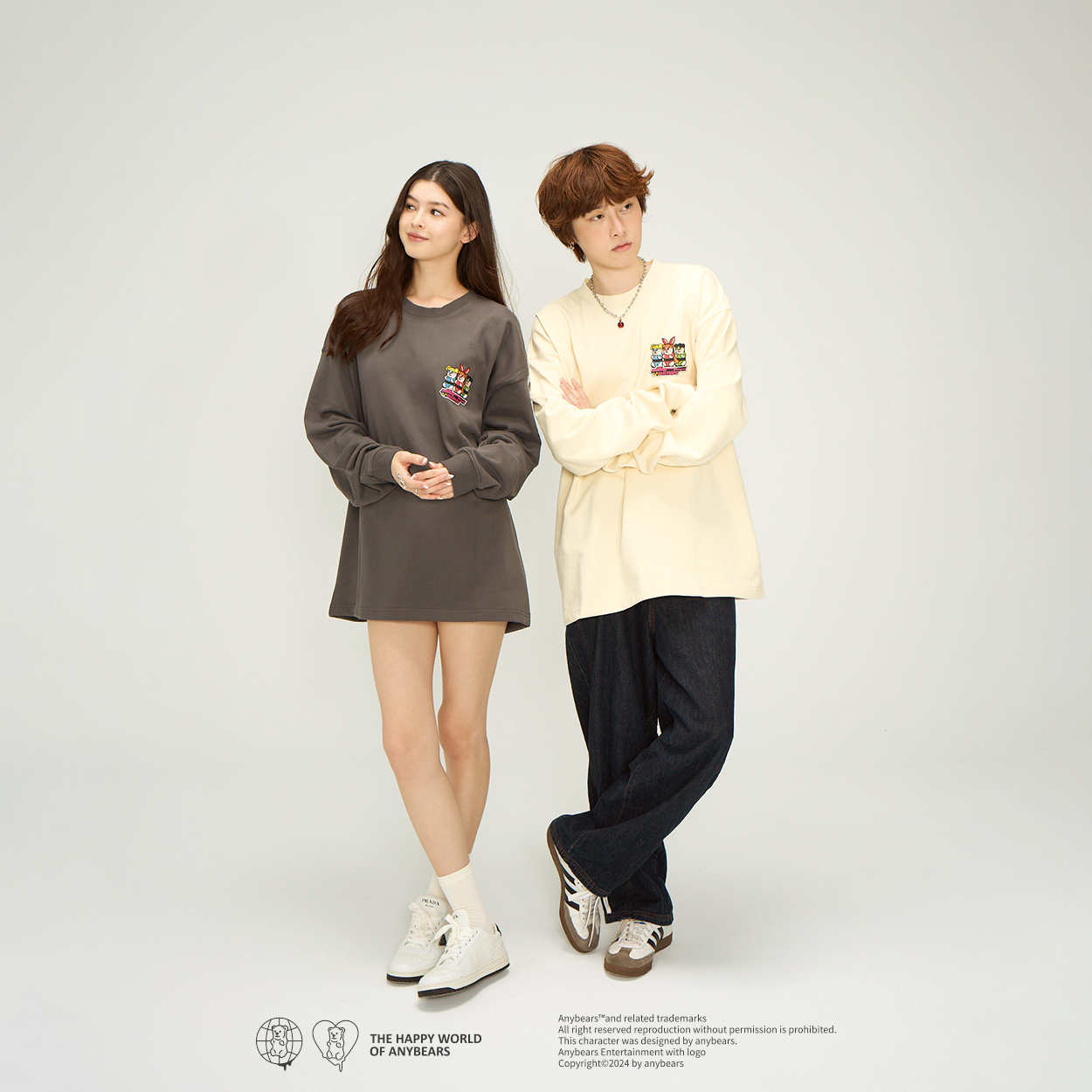 ANYBEARS®POWER PUFF BEAR 飛天小女熊大學T