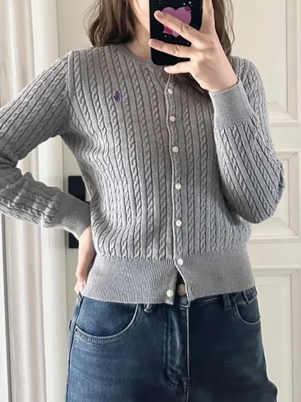 Polo Ralph Lauren 童裝針織外套冷衫小馬刺繡絞花式長袖毛衣