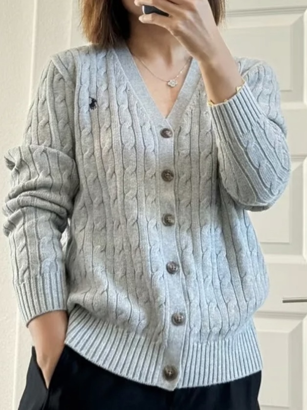 Polo Ralph Lauren 童裝針織外套冷衫小馬刺繡絞花式長袖毛衣