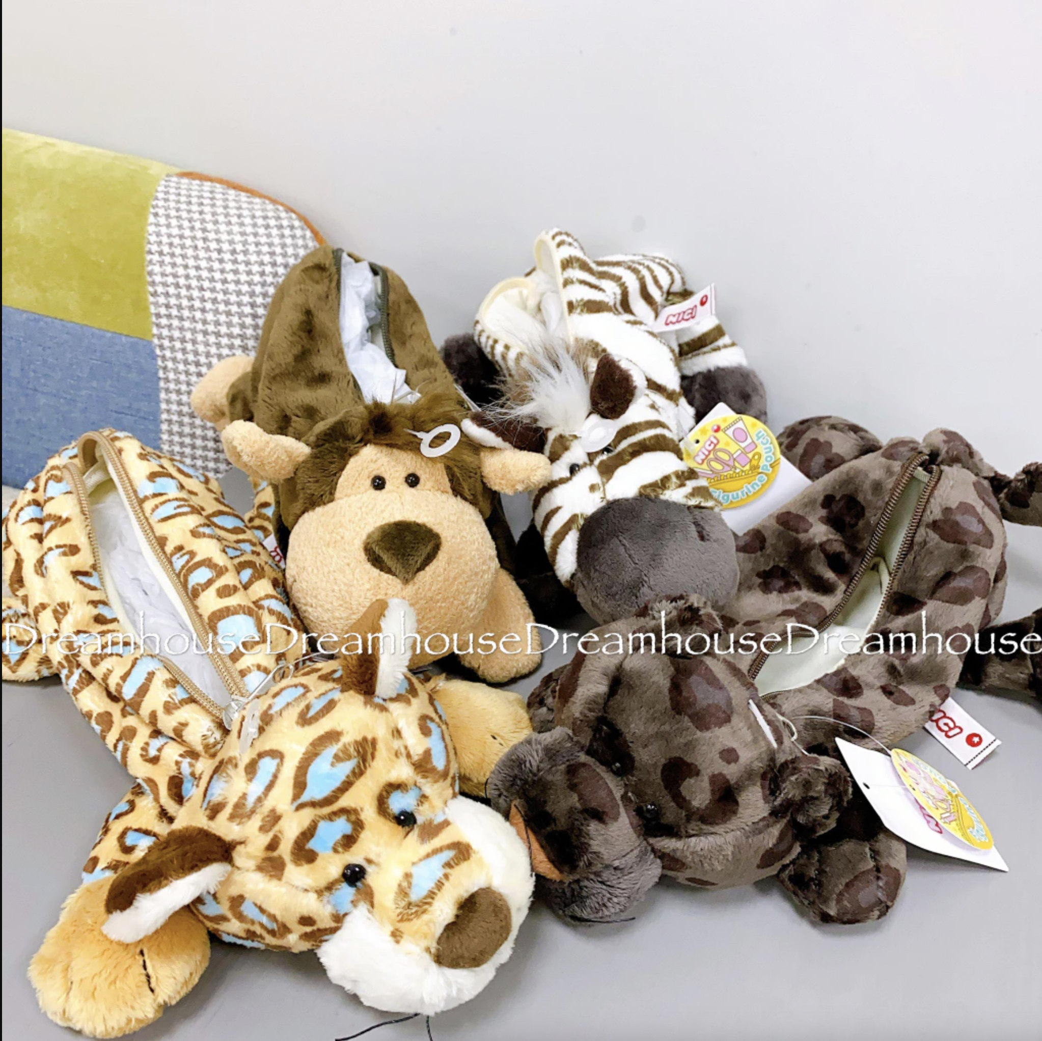 NICI  黑豹 花豹 斑馬 猴子 絨毛筆袋 筆袋 鉛筆盒 文具袋