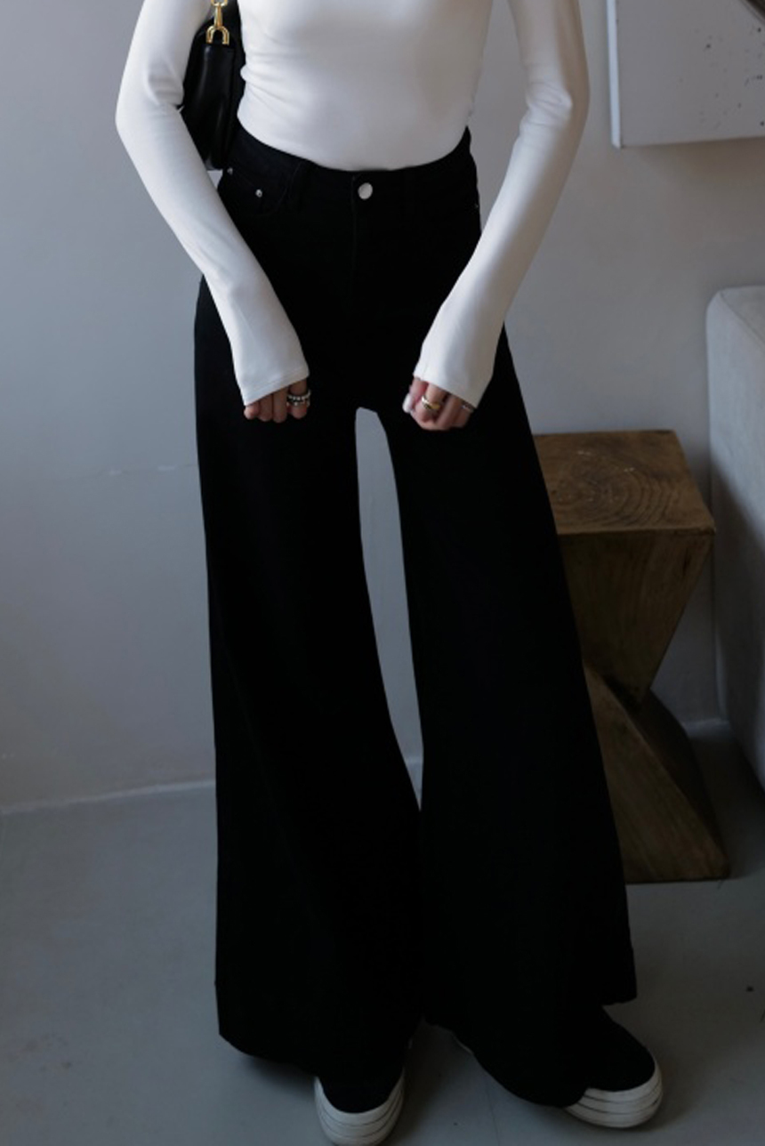 下縫線牛仔闊腿褲*3色