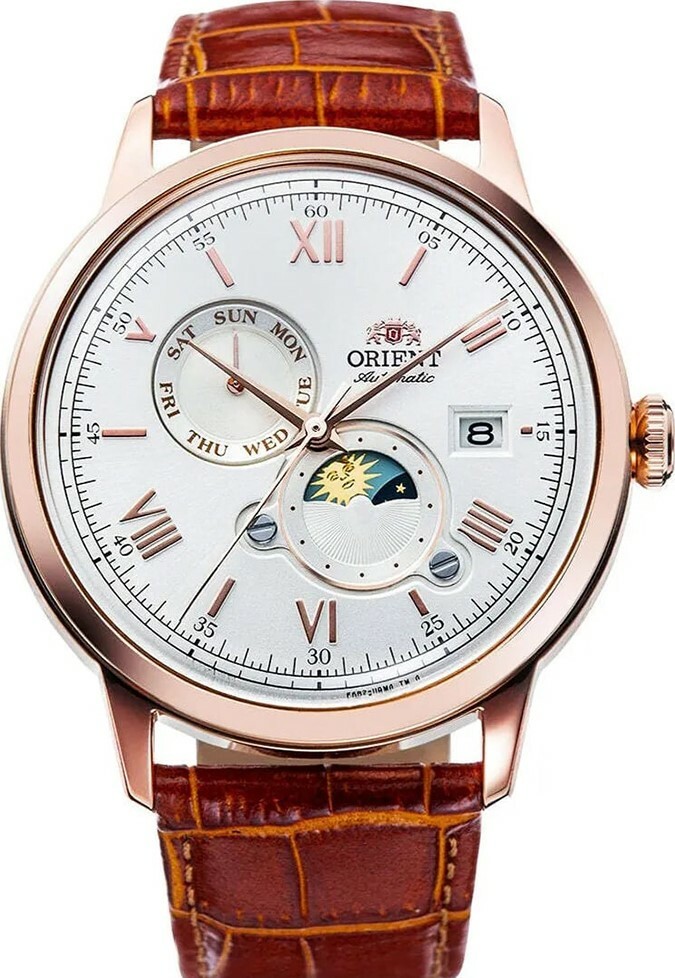 萬年鐘錶 - 東方錶  ORIENT   日月晝夜之美 Orient Bambino系列月象機械腕錶  RA-AK0801S 錶徑 : 41.5mm