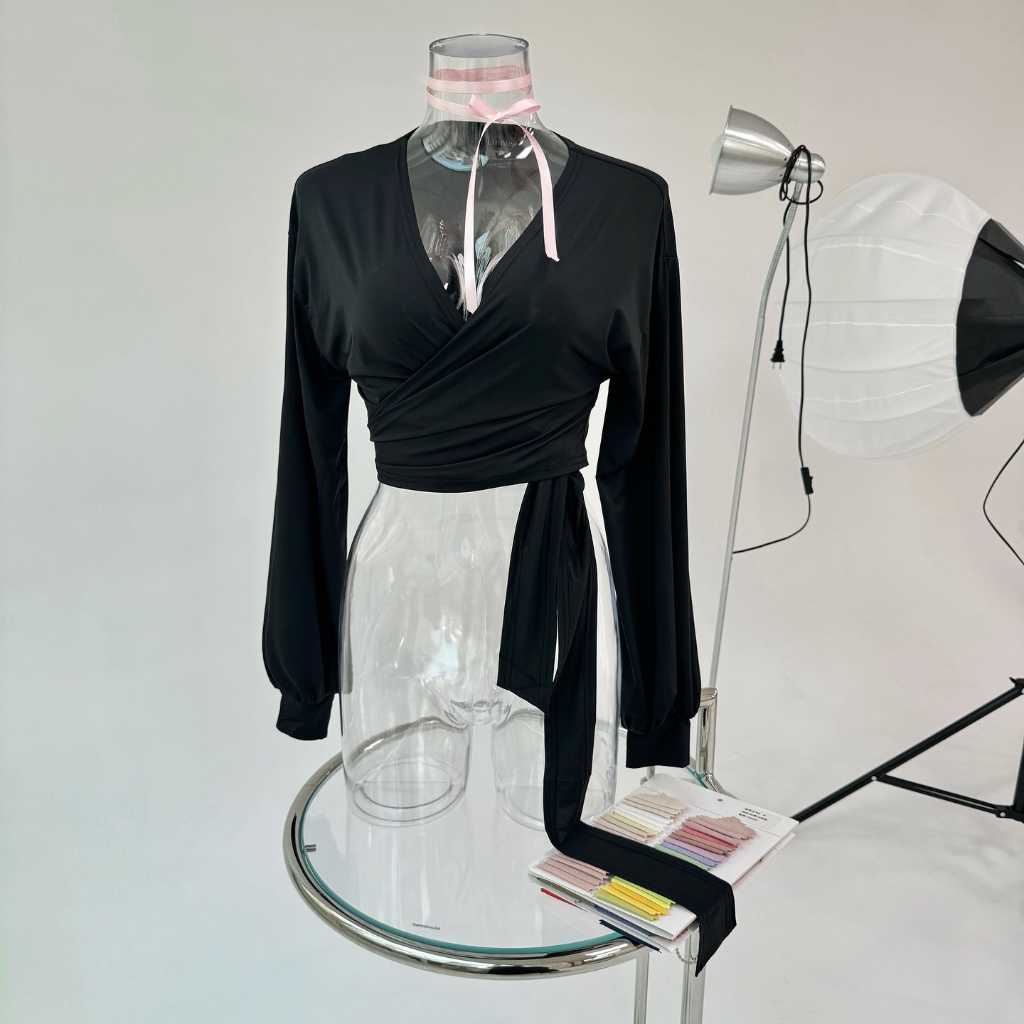 Airy Puff Sleeve Soft Tie-Front Cover-Up