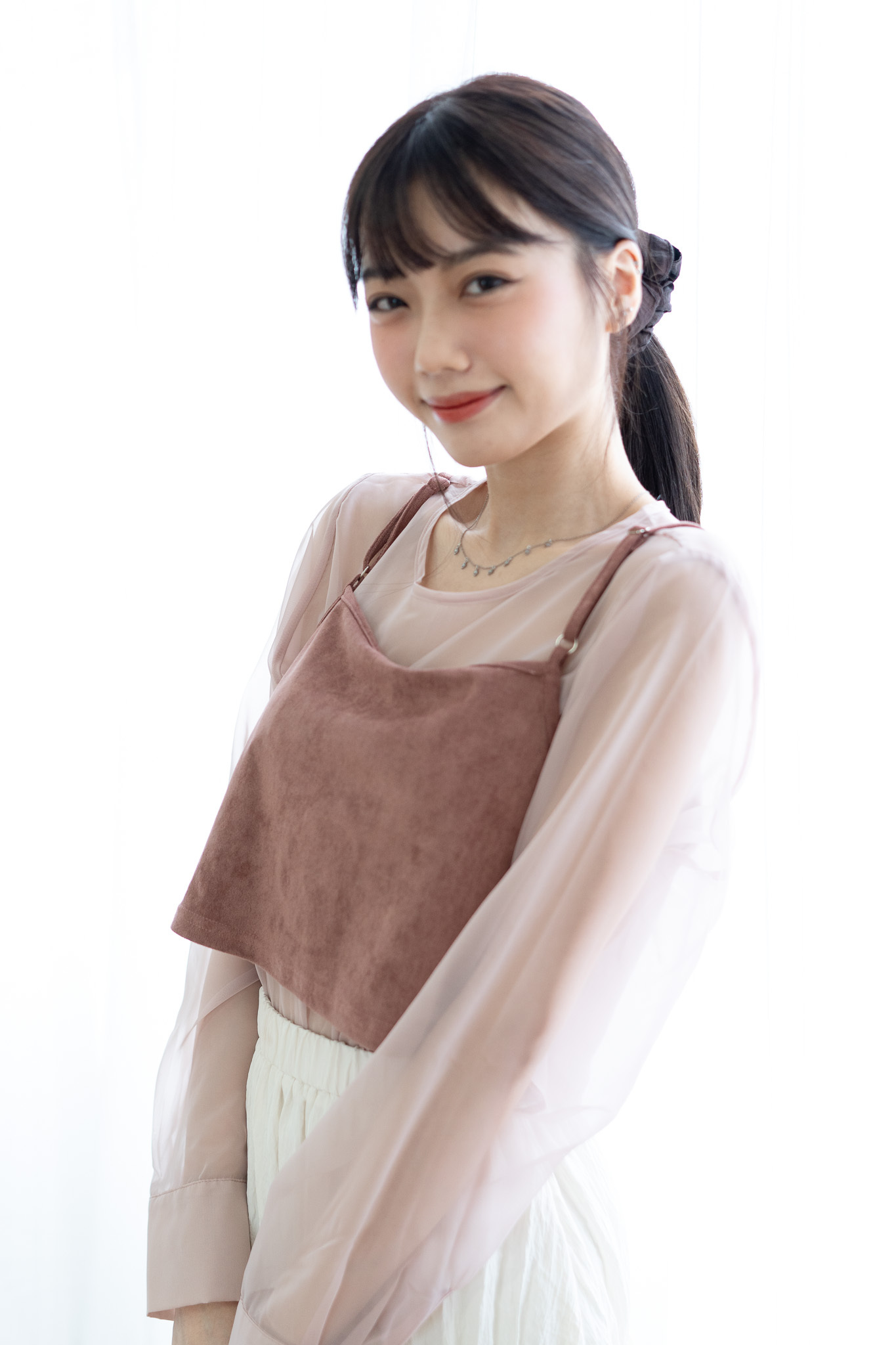 2way領子麂絨x紗twin set - SU43328