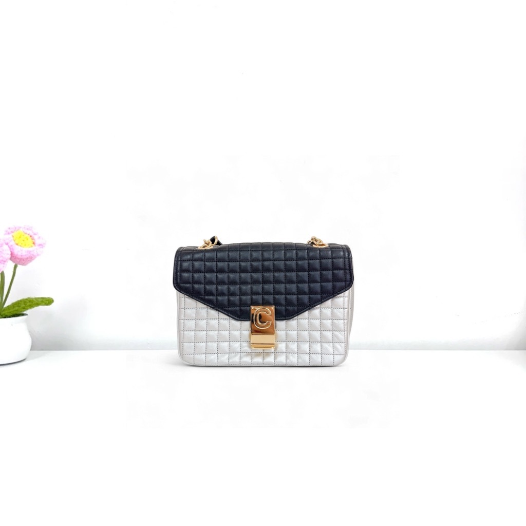 Celine C Bag - Black & Silver / Gold