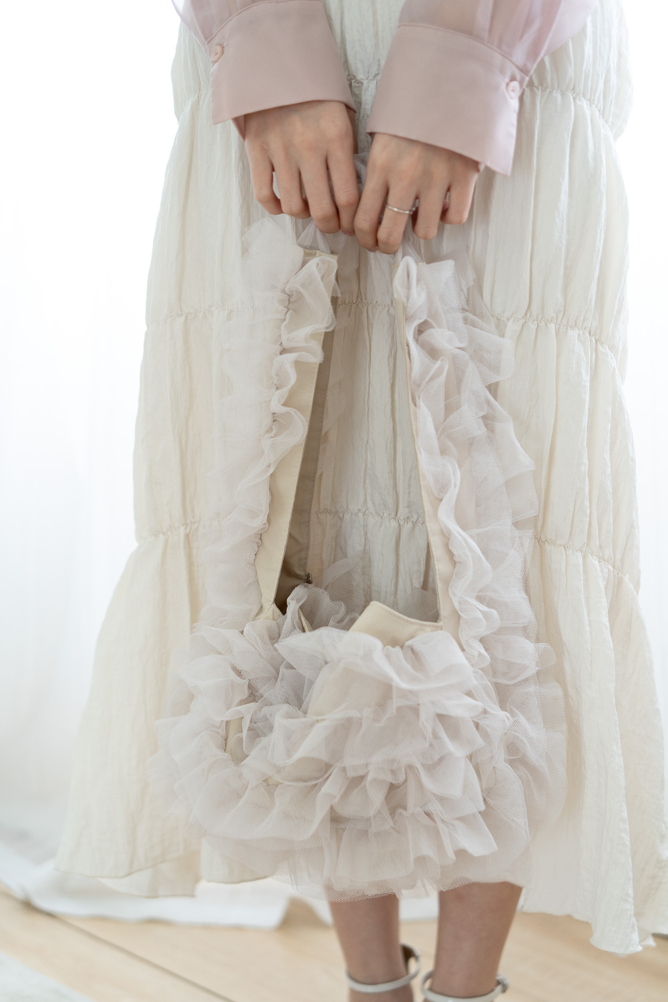 紗網單肩餃子包 - AB6035