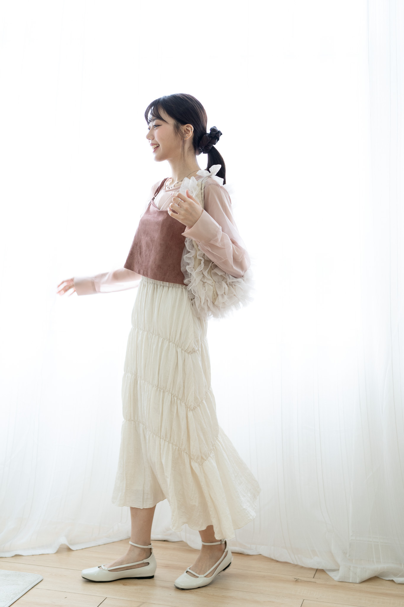 紗網單肩餃子包 - AB6035