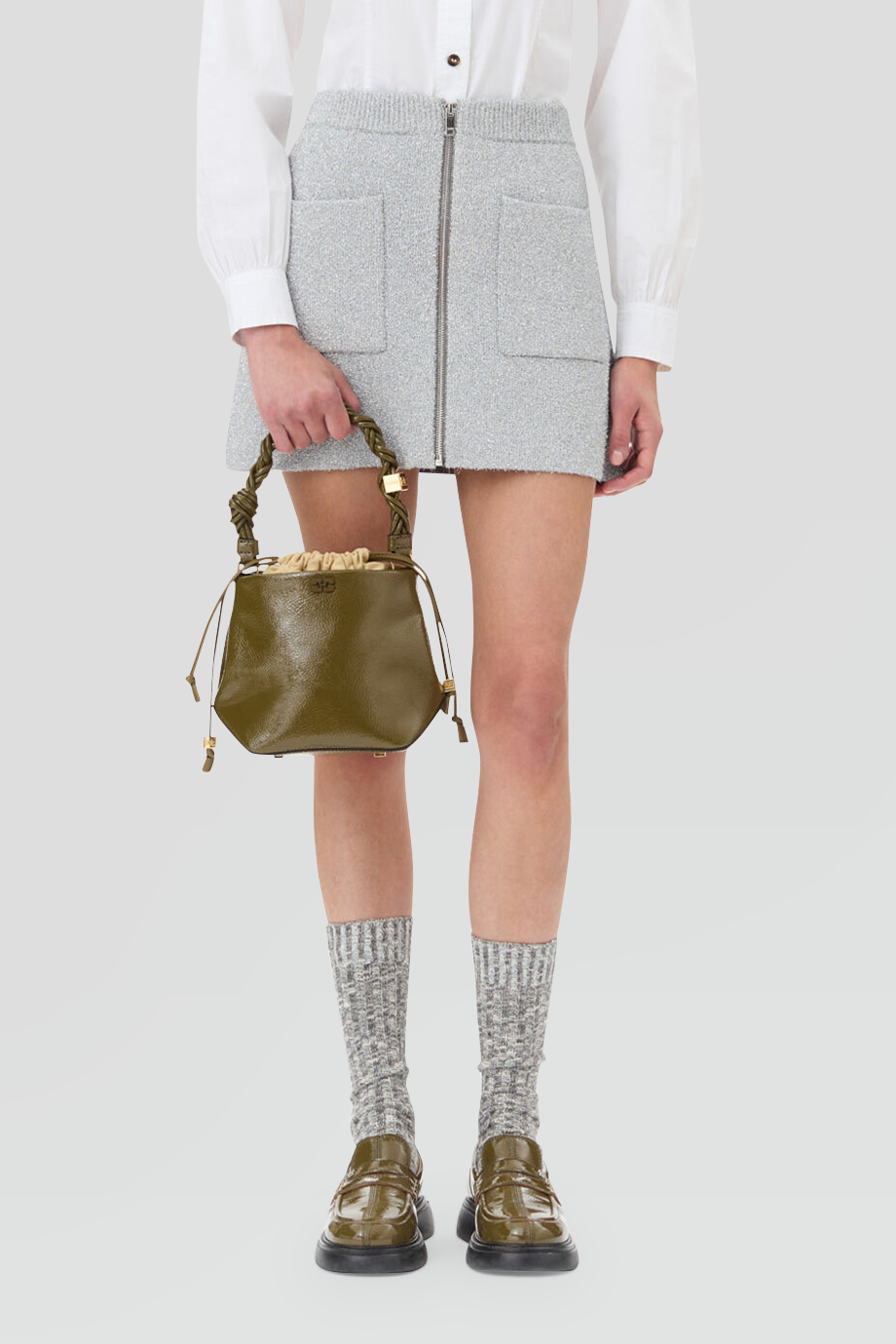 GANNI｜SPARKLE 閃光金絲針織迷你裙