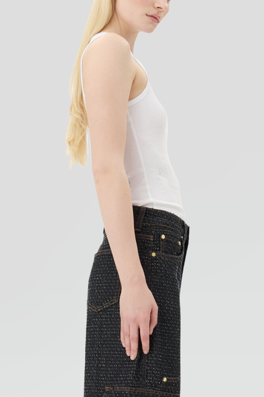 GANNI｜RHINESTONE 水鑽蝴蝶徽標削肩背心