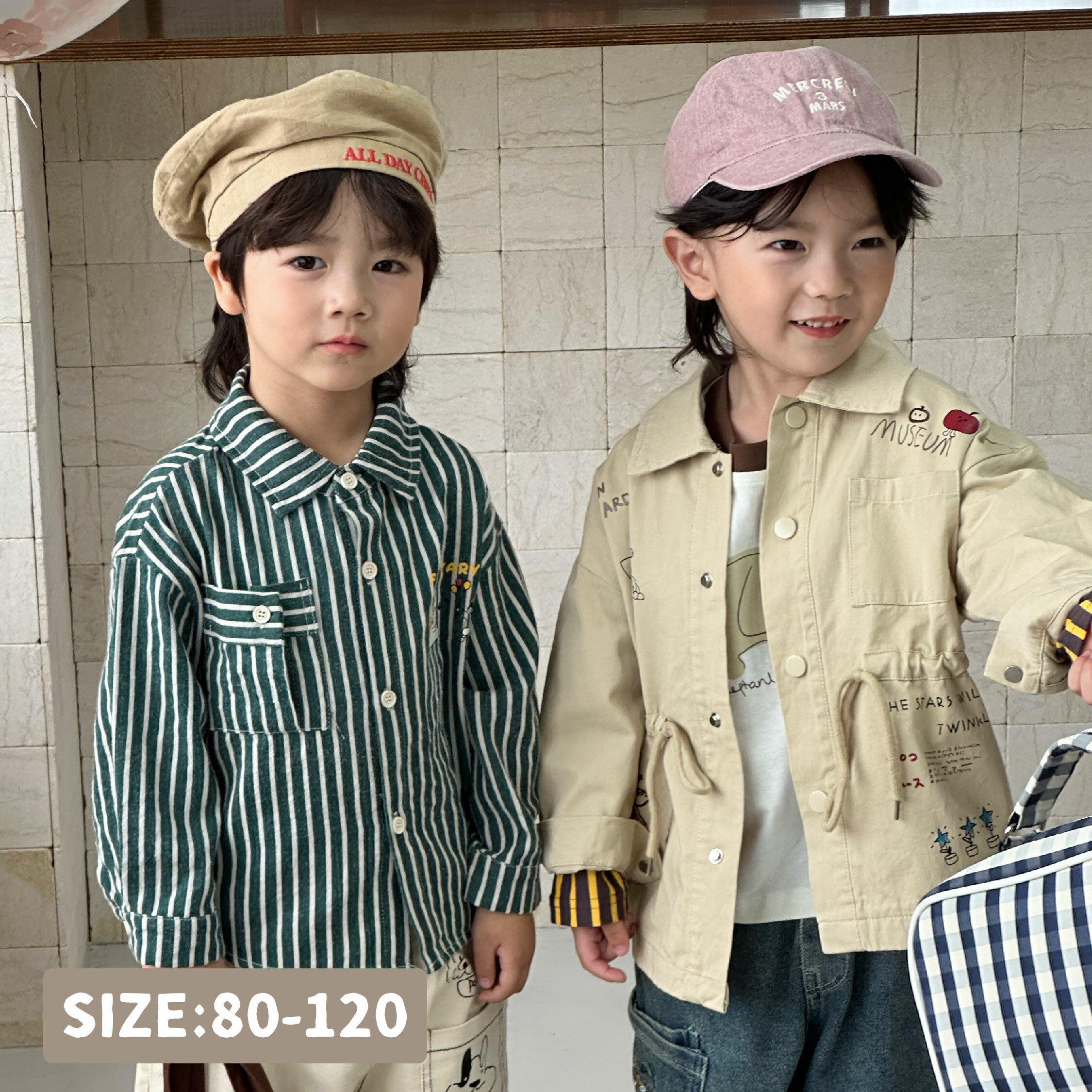 【H45173】美式漫畫塗鴉抽繩綁帶外套