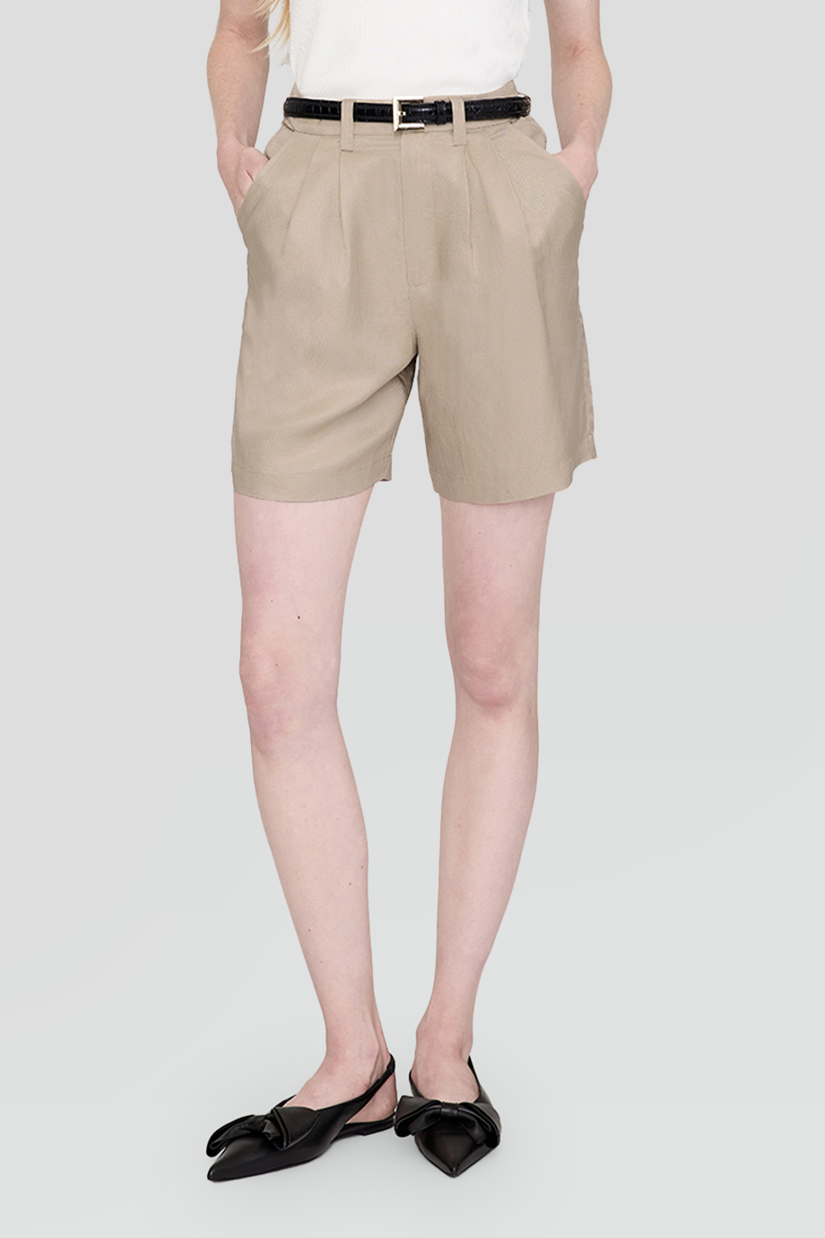 Anine Bing｜CARRIE 高腰雙打褶短褲