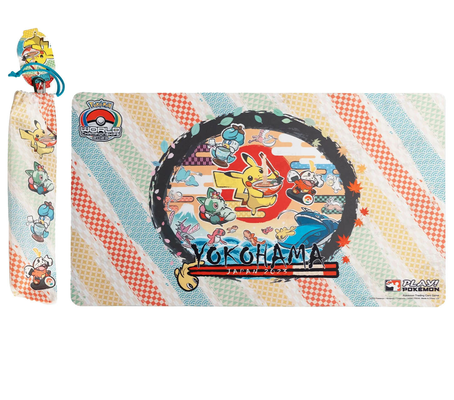 Pokémon World Championships 2023 橫濱皮卡丘&新葉喵&呆火鱷&潤水鴨 牌墊