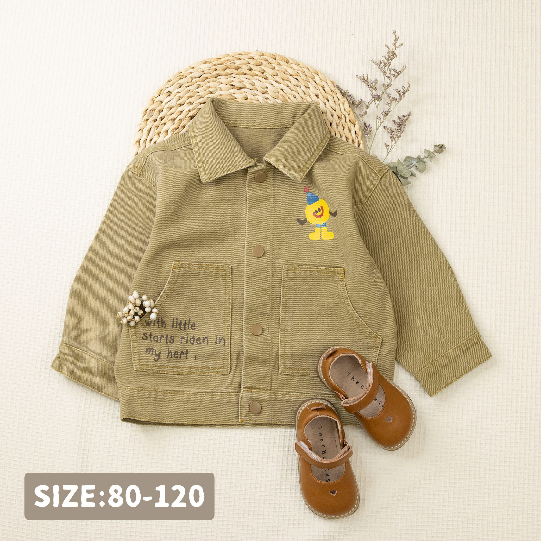 【H45168】趣味卡通彩印口袋設計外套