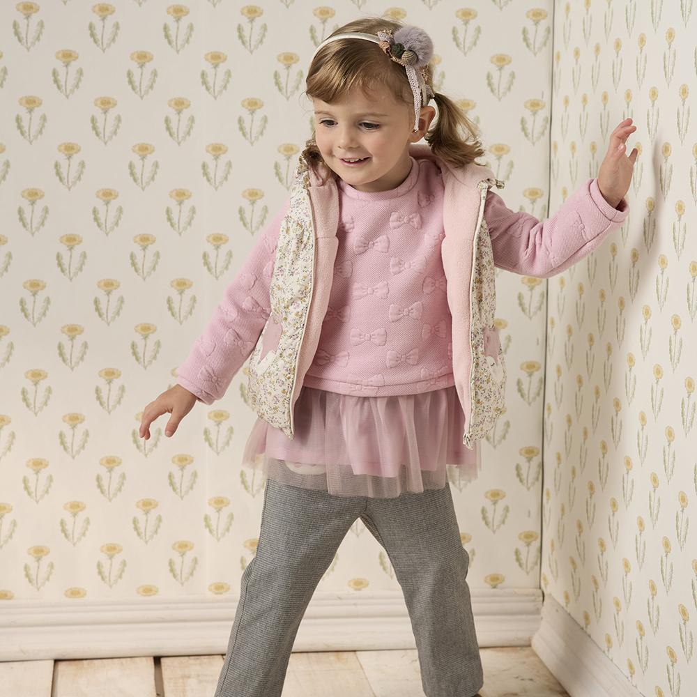 PIPPY 典雅假兩件剪接網紗長袖上衣 粉