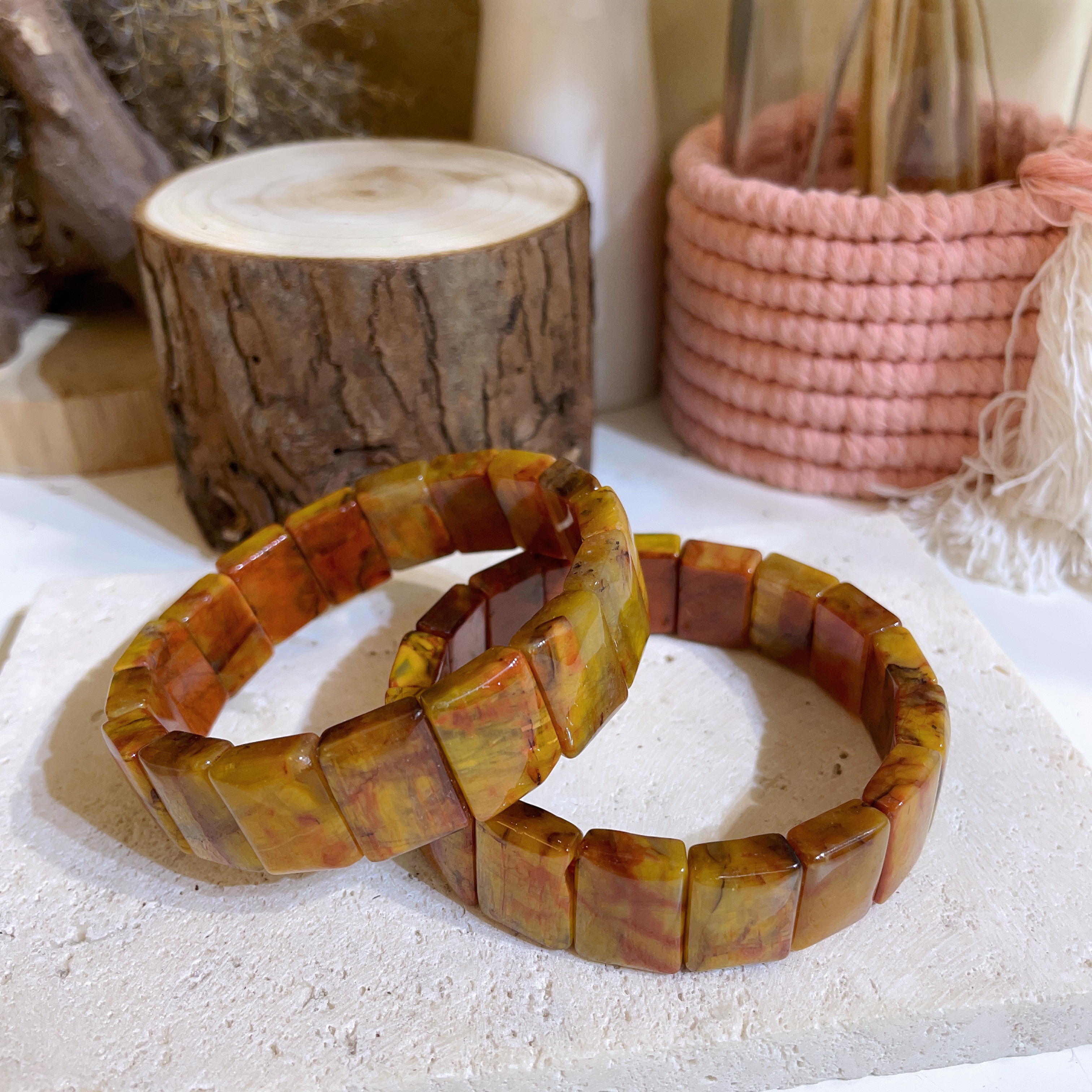 ❤️$120 紅黃彼得石手排 15+mm