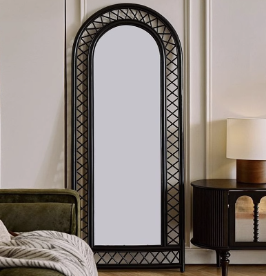 天然星空藤编落地镜子