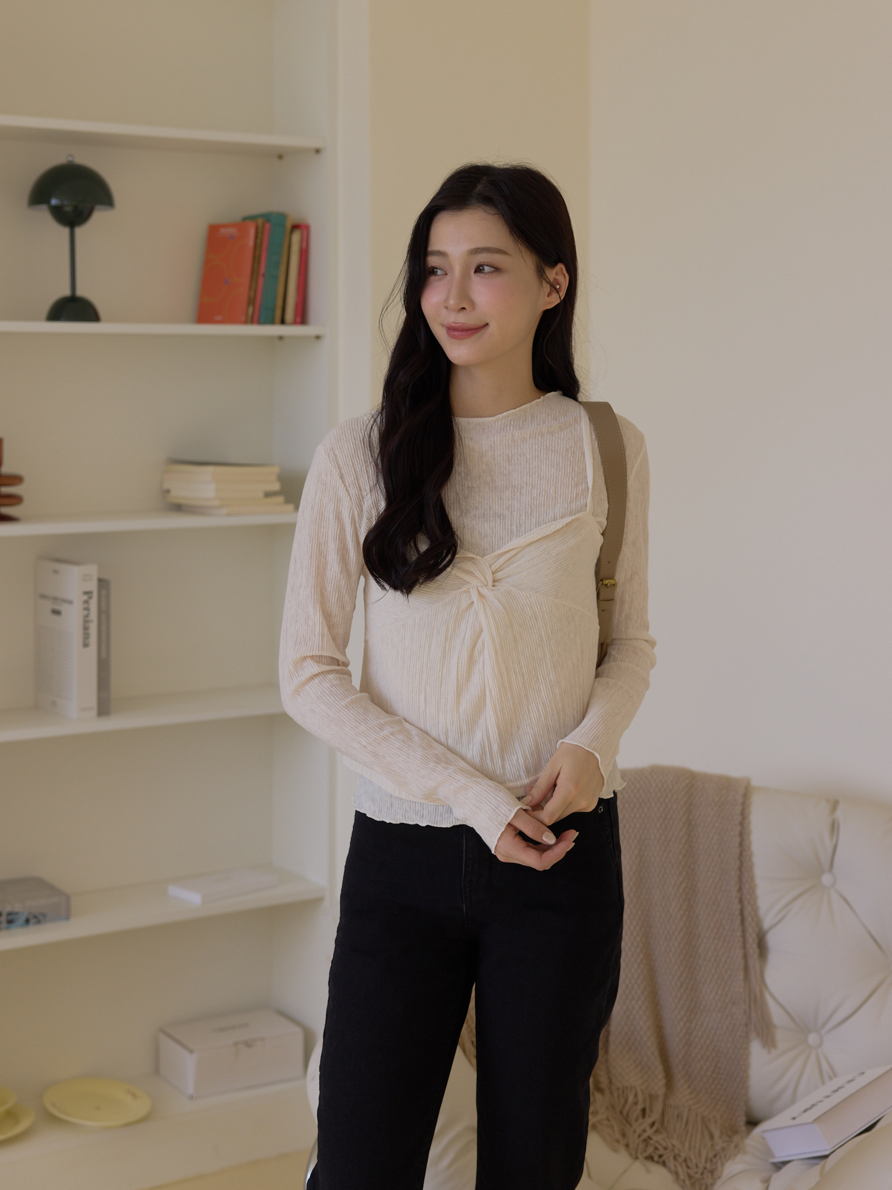 前扭結木耳捲邊背心套裝