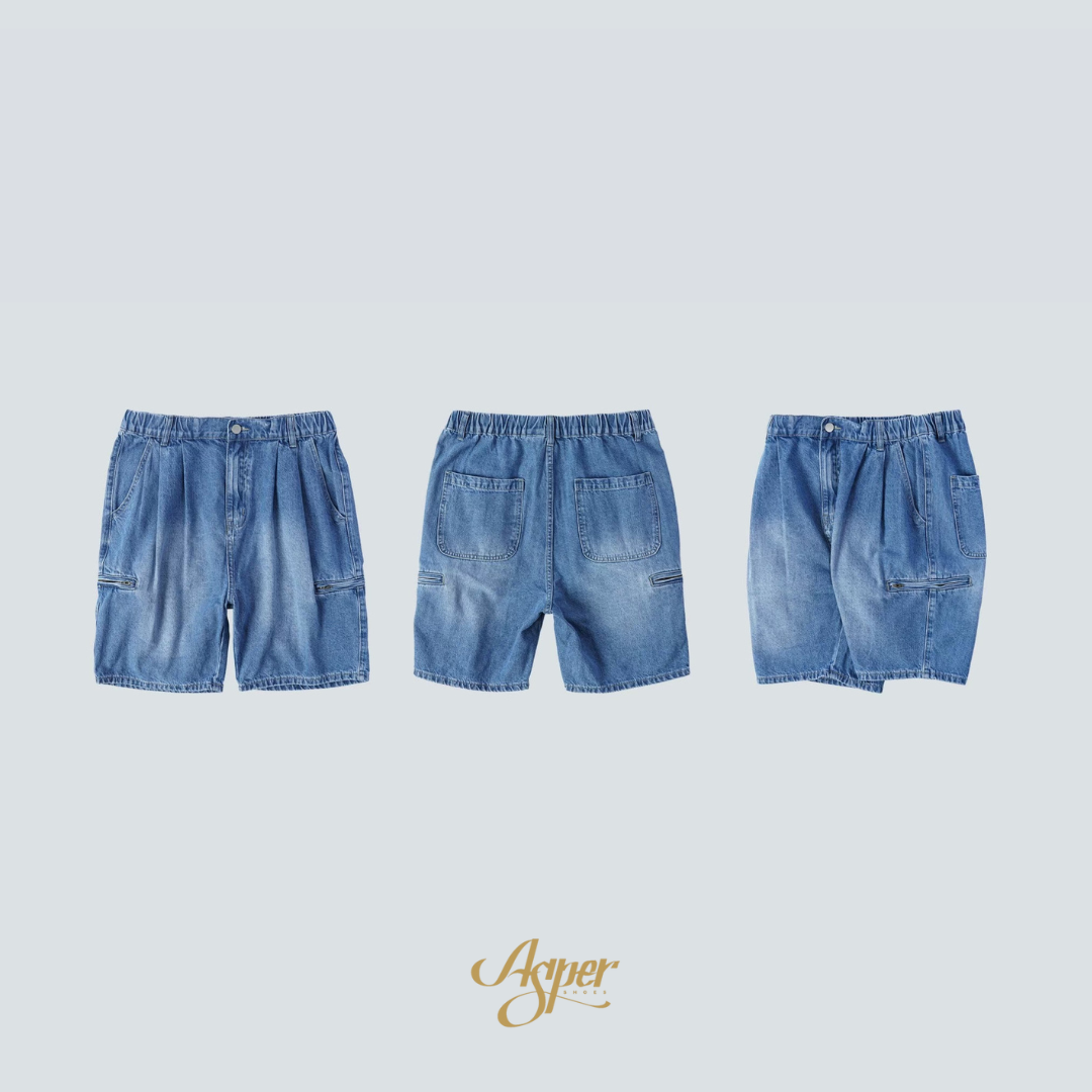 SBG 拉鍊口袋水洗牛仔短褲 【072】