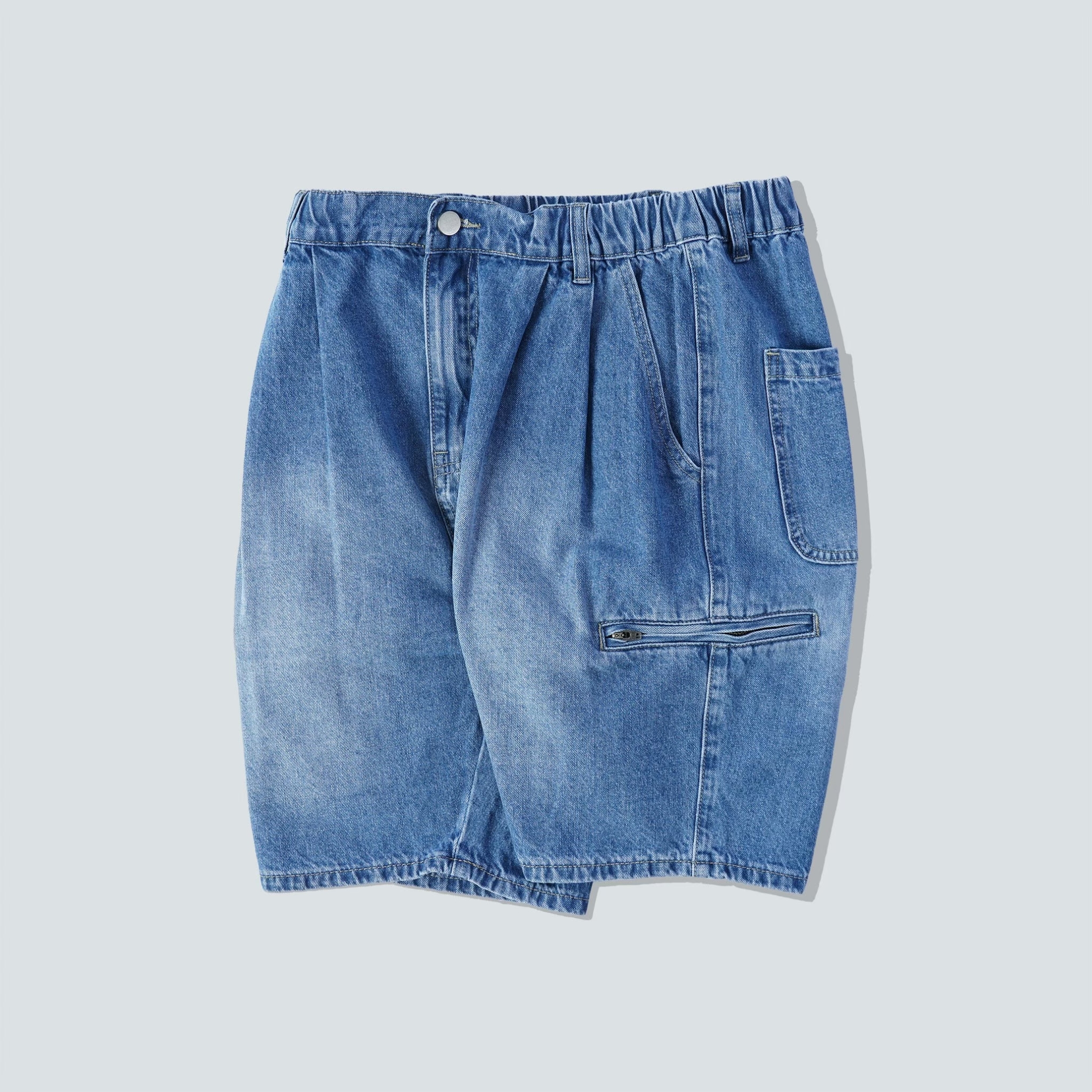 SBG 拉鍊口袋水洗牛仔短褲 【072】