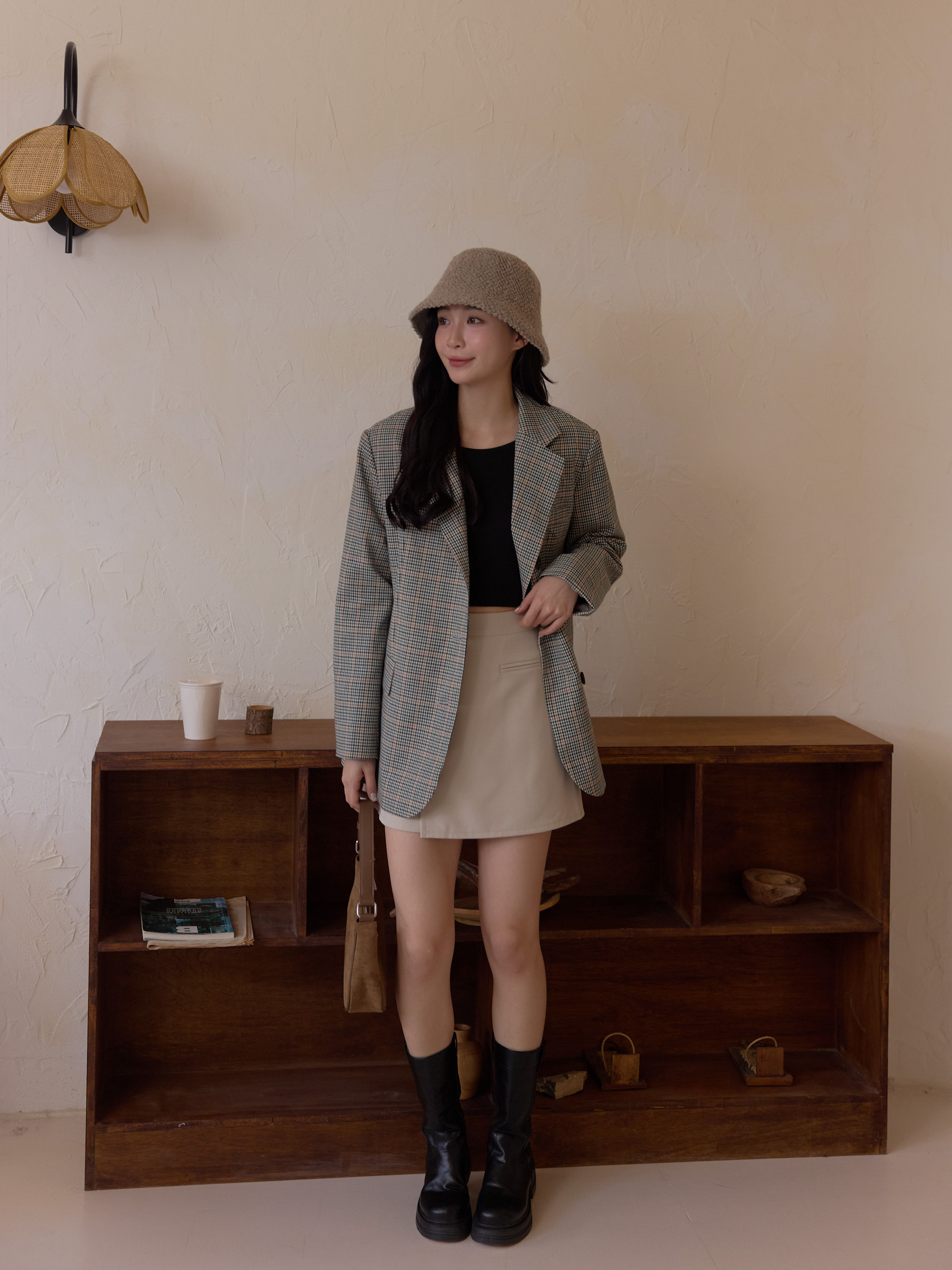 復古千鳥格紋西外