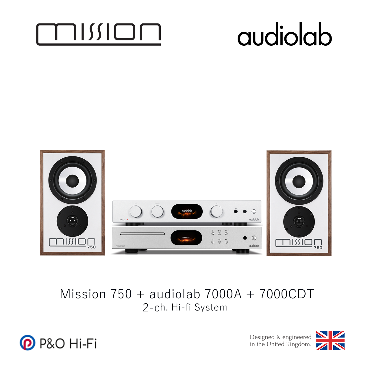 兩聲道音響系統 (audiolab 7000A + 7000CDT(銀)  +Mission 750  [2 Color] )