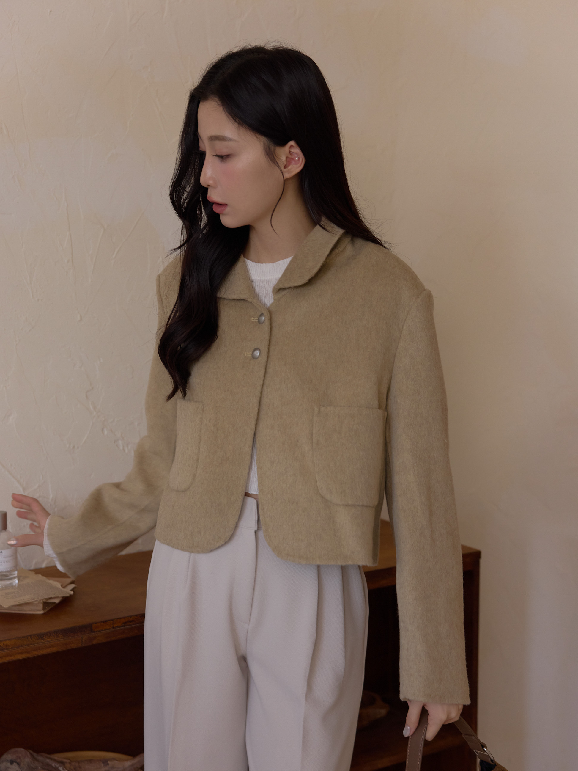 溫柔小翻領70%羊毛外套