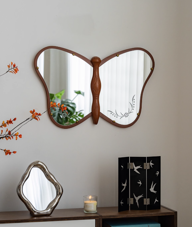 法式實木蝴蝶結化妝鏡