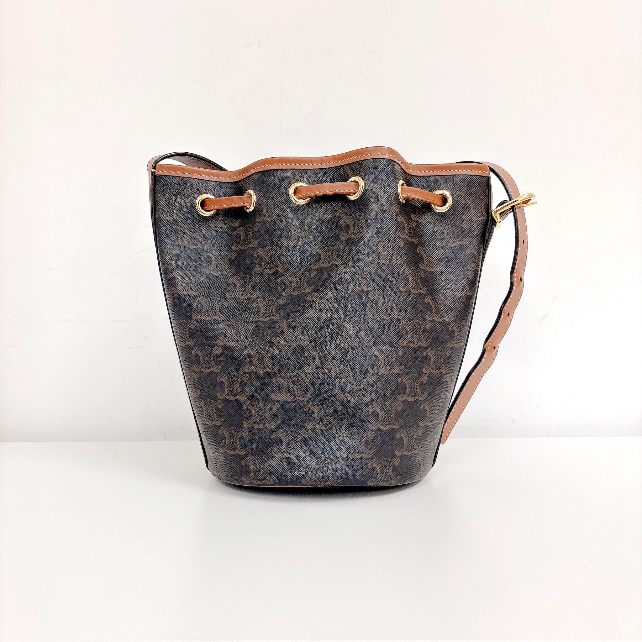 Celine Drawstring Bag monogram - Black / Ghw