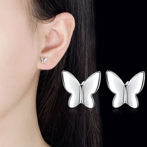 韓國JK 新款時尚個性優雅小蝴蝶鍍銀耳飾 J0861