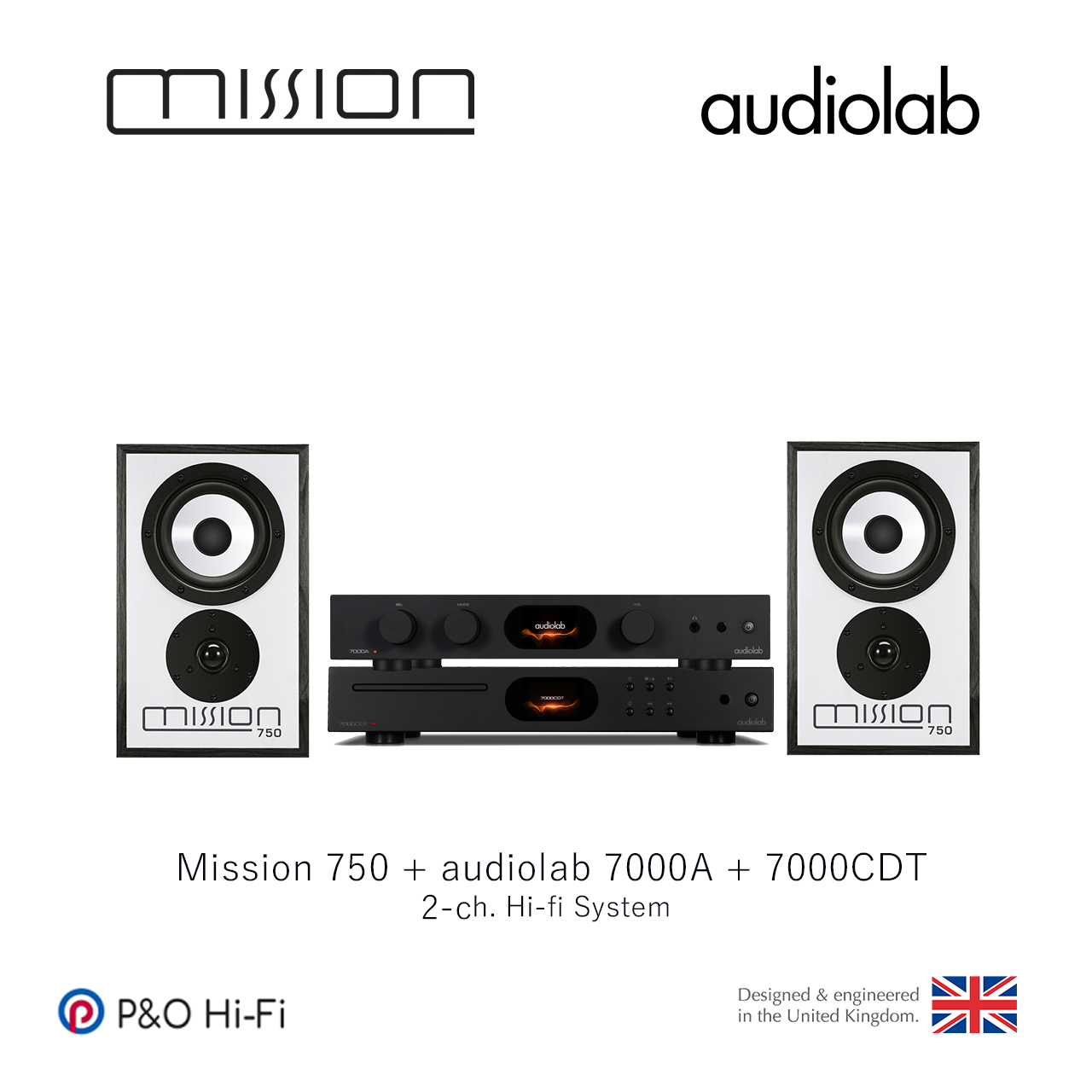 兩聲道音響系統 (audiolab 7000A + 7000CDT(黑) +Mission 750 [2 Color] )
