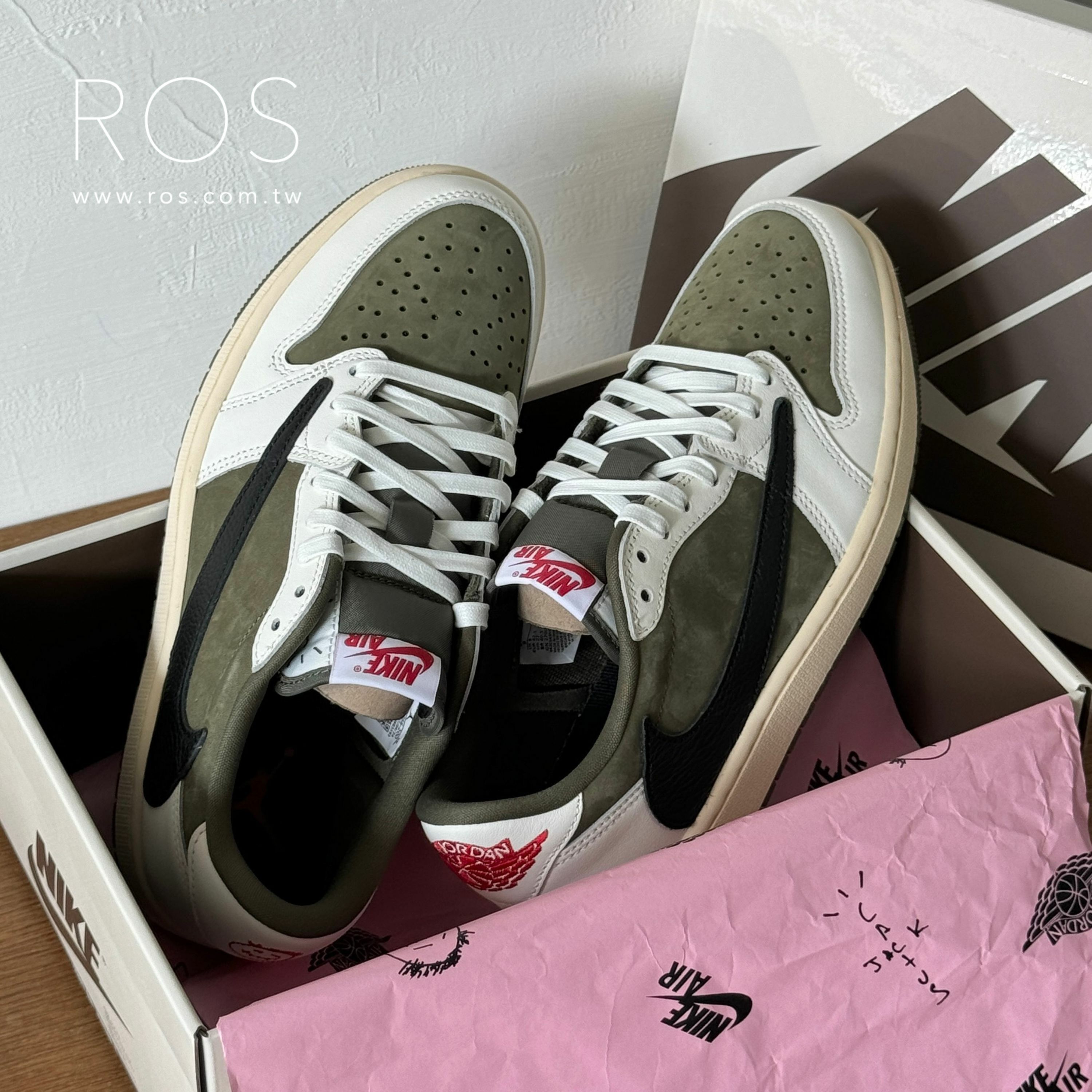 Nike Air Jordan 1 Low x Travis Scott 橄欖綠 倒勾