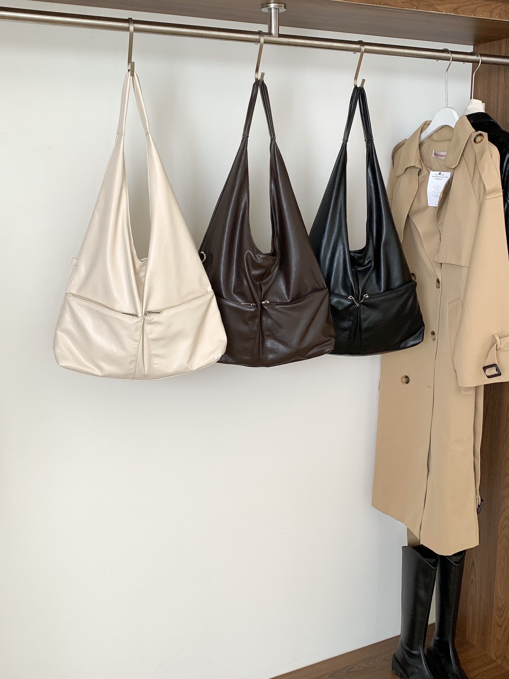 歐膩大口袋軟皮托特包/三色