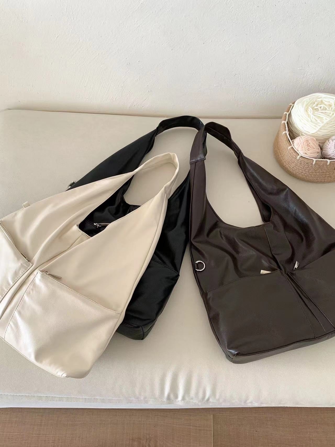 歐膩大口袋軟皮托特包/三色