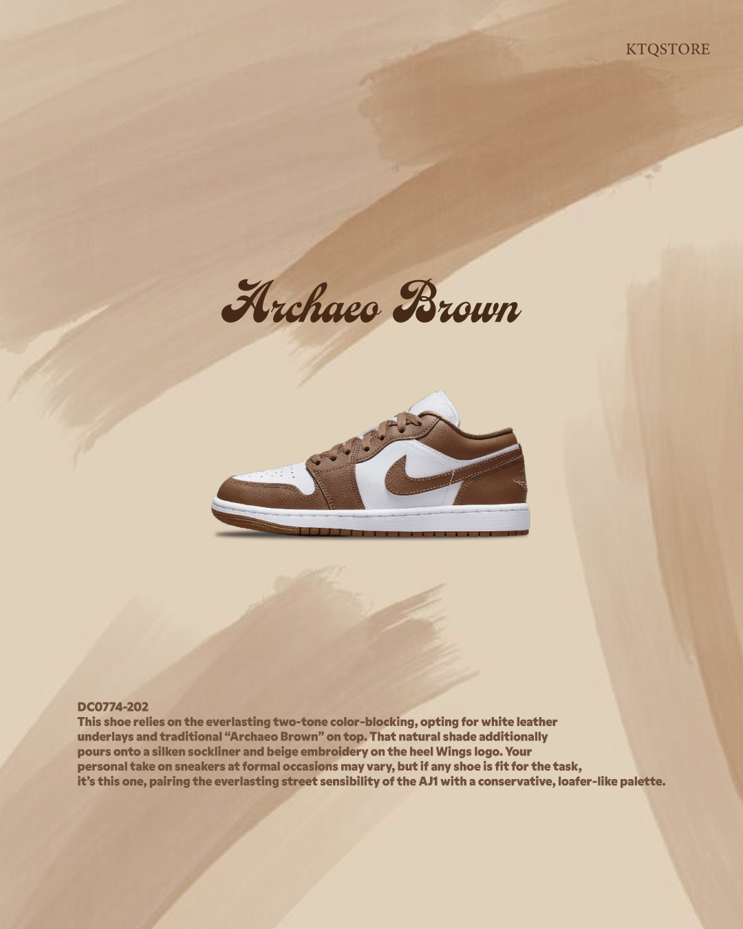 KTQ STORE ‧ Air Jordan 1 Low "Archaeo Brown-White" 白棕 DC0774-202