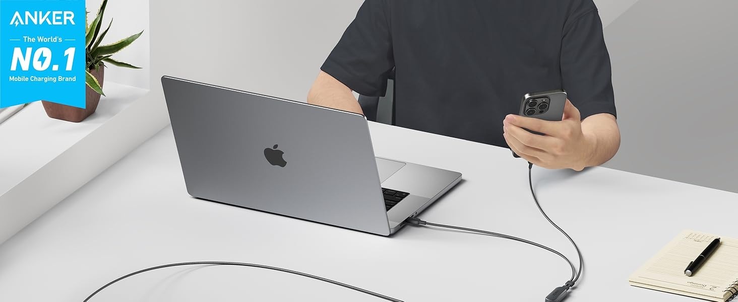 Anker 2-in-1 USB-C to USB-C Cable (4ft/1.2M)   -  A8895