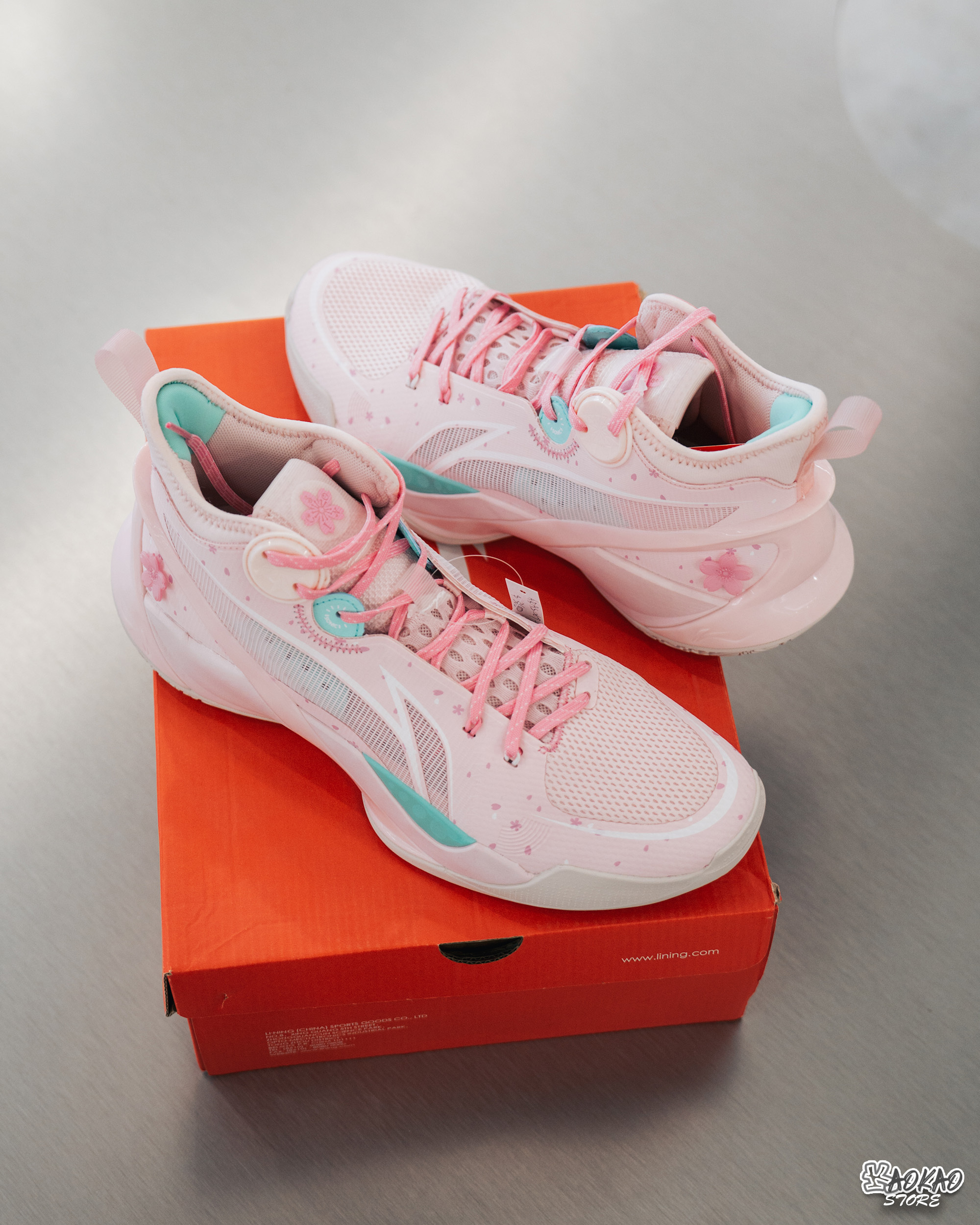 【LI-NING 李寧】音速X 綻放配色男子支撐穩定籃球鞋 櫻草粉 ABAS069-1