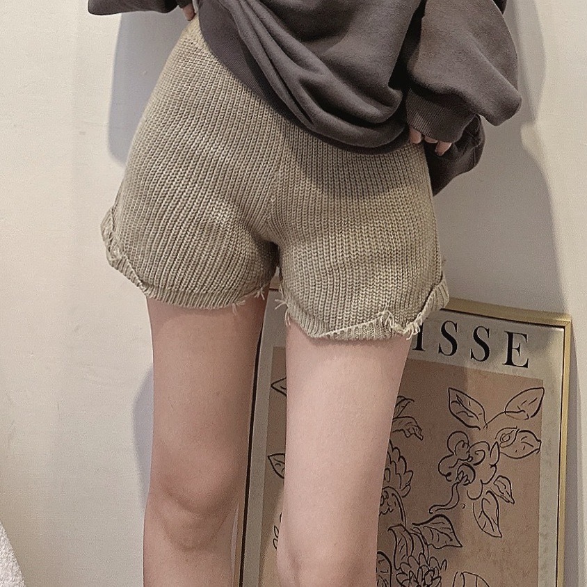 下破損針織短褲/三色