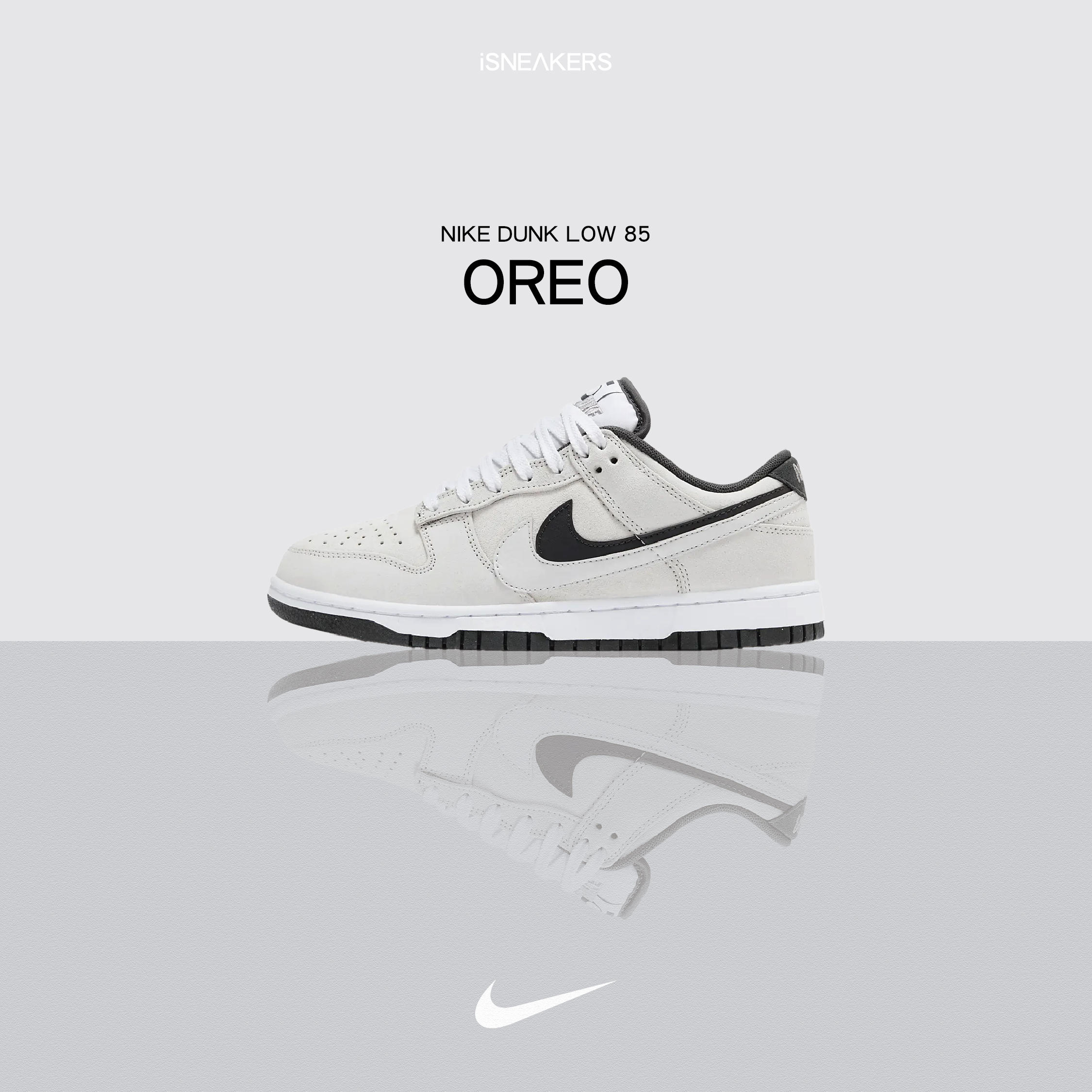 iSNEAKERS｜Nike Dunk Low 85 "Oreo" 黑灰白雙勾麂皮 HV1800-101