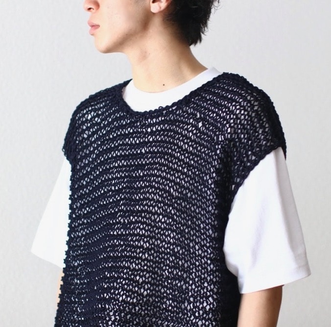 RE-STOCK: VISVIM LATTICE VEST HAND-KNIT - NAVY SIZE 2 PRE ORDER ITEM (預訂中)