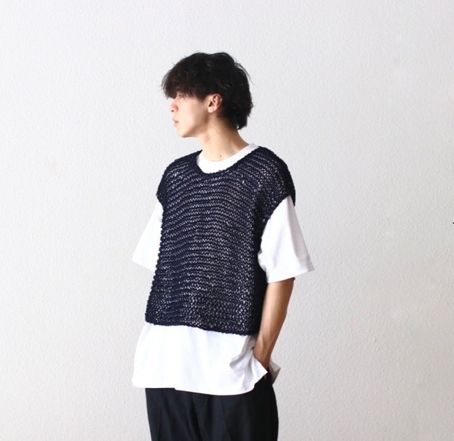 RE-STOCK: VISVIM LATTICE VEST HAND-KNIT - NAVY SIZE 2 PRE ORDER ITEM (預訂中)