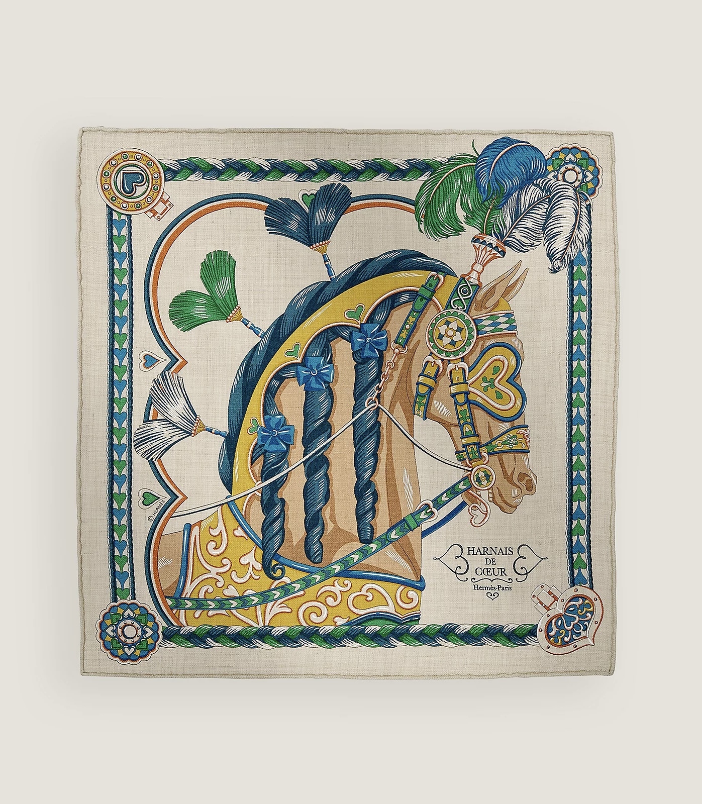 Harnais de Coeur scarf 45x45cm 70% cashmere, 30% soie