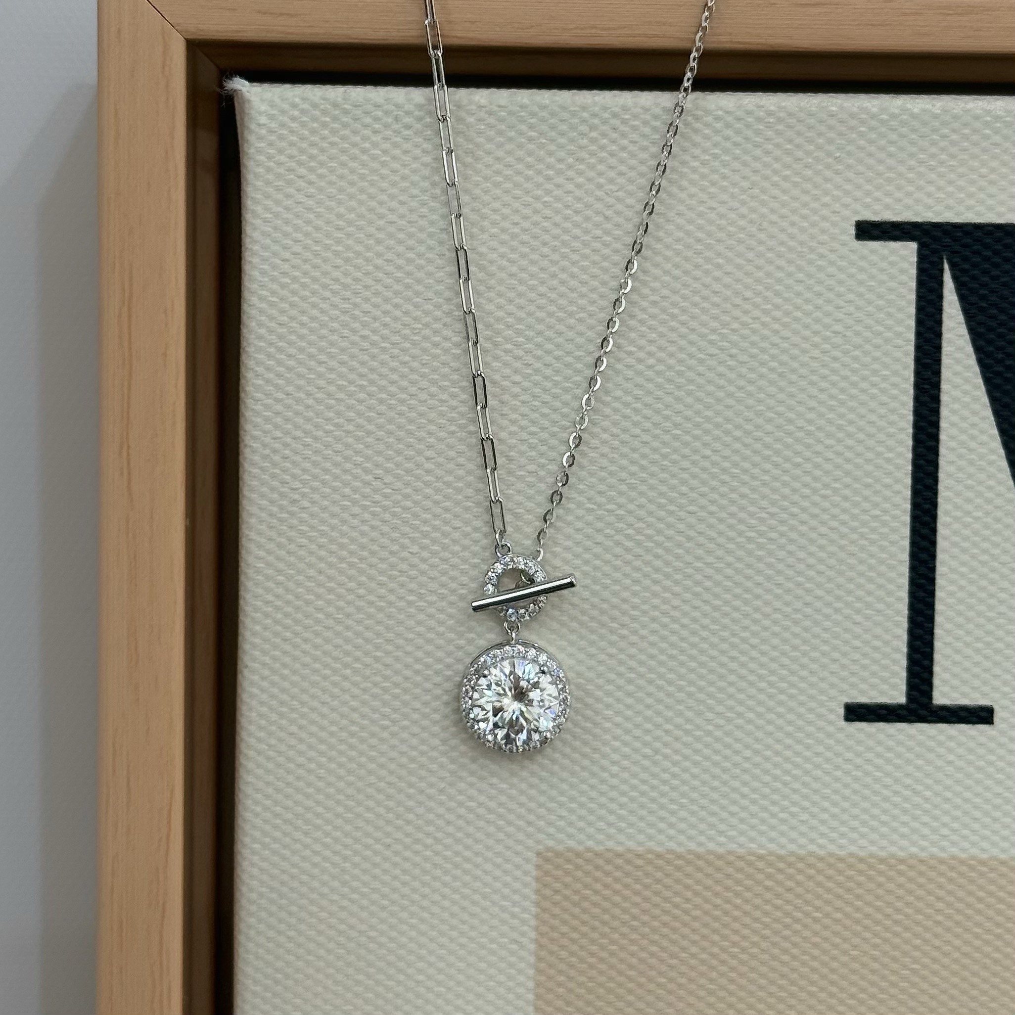 P49【輕奢】莫桑單鑽OT扣純銀鎖骨鏈