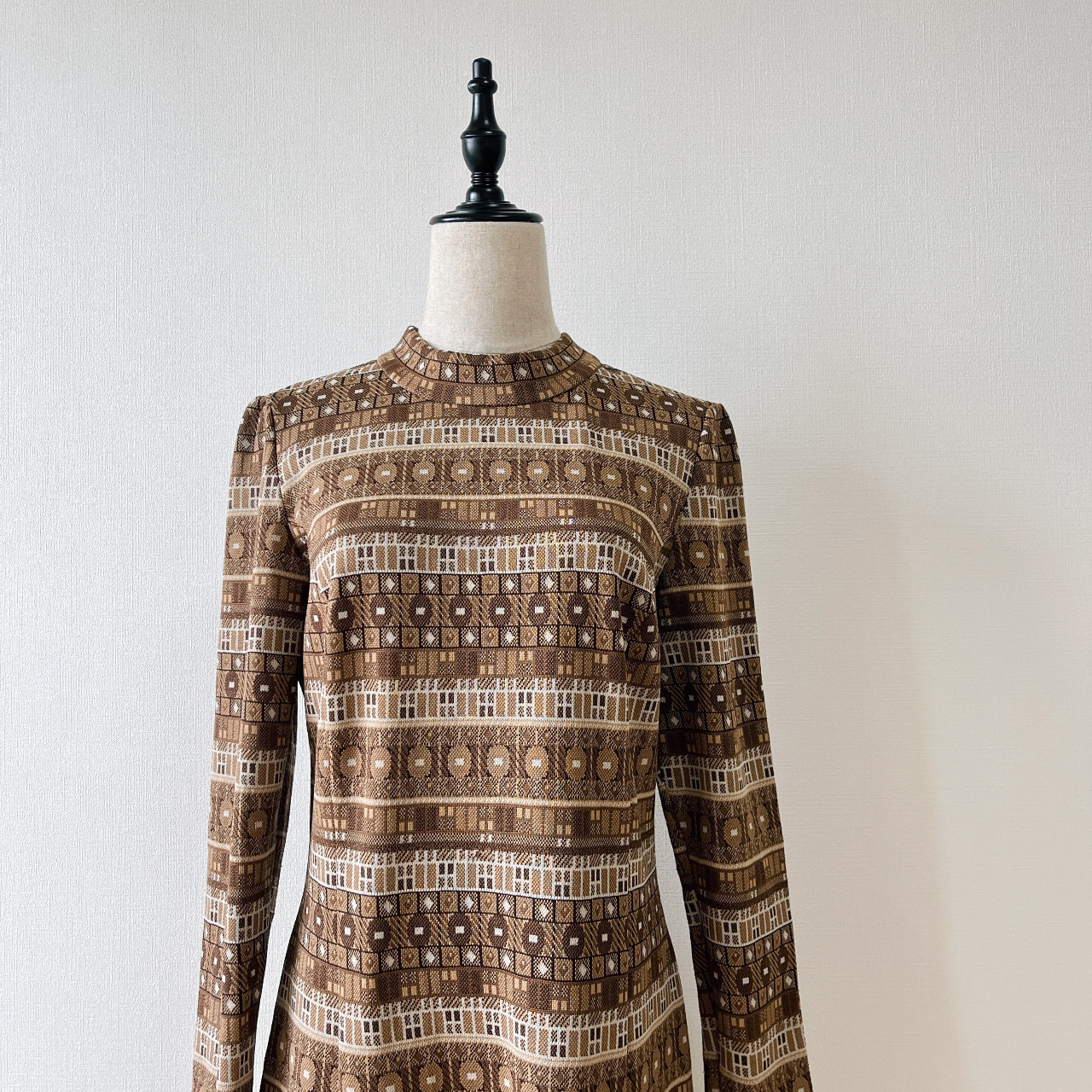 啡色此路不通針織古着連身裙