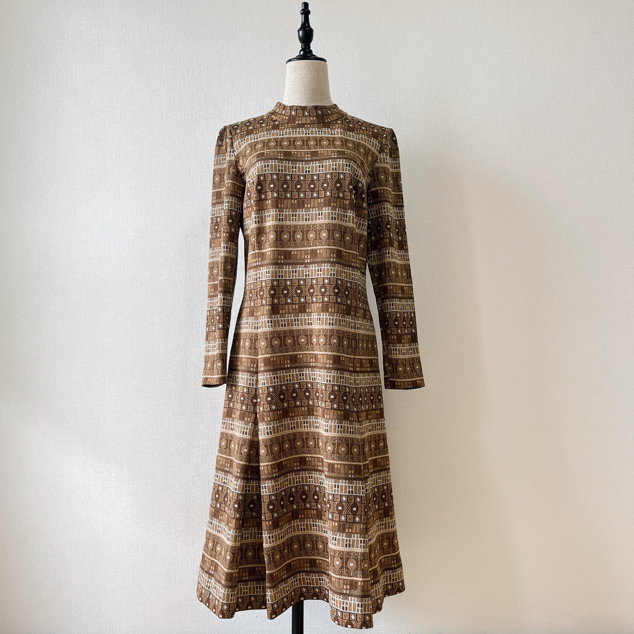 啡色此路不通針織古着連身裙